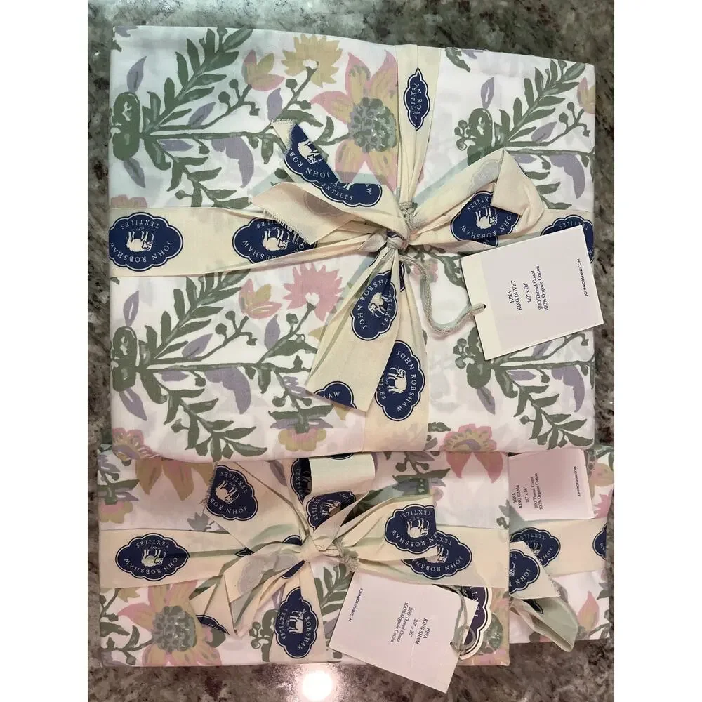 John Robshaw $640 Hina Floral King Duvet Cover + 2 Shams